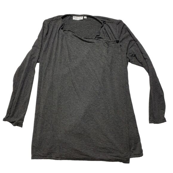 HABITAT CLOTHES TO LIVE IN Gray Black Stripe Rayon Knit Draped Cardigan Small - Picture 4 of 12